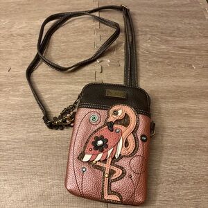BNWOT CHALA PINK ROSE FLAMINGO BIRD CELL PHONE CROSSBODY PURSE ADJUSTABLE STRAP
